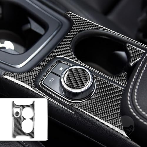 Auto Center Control Armrests Multimedia Knob Cap Water Cup Holder Panel Sticker Real Carbon Fiber Interior Trim Compatible with Benz CLA C117 2014-2018 GLA X156 2015-2019 Accessories Black - A - Kit - color: Center Armrests Water Cup Holder Panel - a - Ki