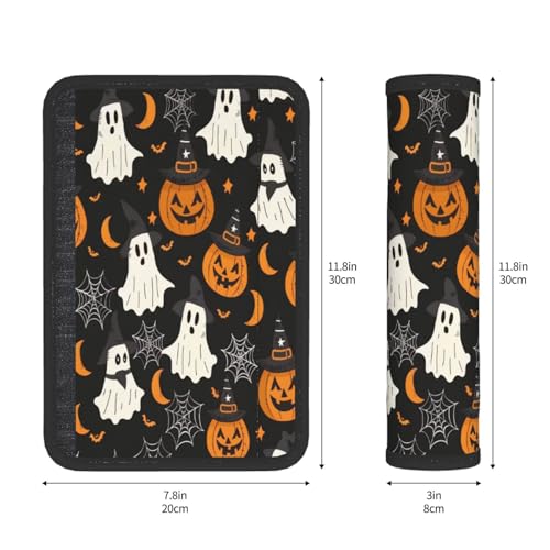 Seat Belt Cover Pad Cute Halloween Pumpkins Ghost Bats Soft Safety Car Automotive Seat Belt Pads Cushion Shoulder Strap Covers for Cars or Bags, 2 Pcs - color: Cute Halloween Pumpkins Ghost Bats
