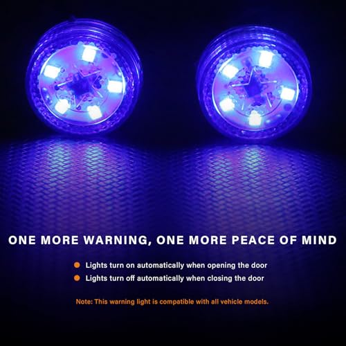 4 PCS Wireless Car Door LED Warning Lights, 5 LED Roadside Strobe Lamp for Anti Rear End Collision, Universal Flashing Safety Signal Light for Sedans SUVs Trucks Vans (Blue) - color: Blue