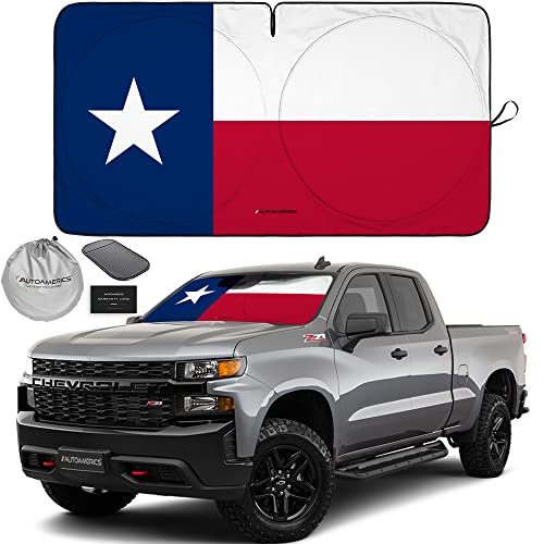 Autoamerics 1-Piece Windshield Sun Shade American Texas Flag USA Patriotic Design - Foldable Car Front Window Sunshade for Sedans SUV Truck - Blocks Max UV Rays and Keeps Your Vehicle Cool - Large - color: USA TEXAS FLAG, size: LARGE = 64 x 33.5 inches