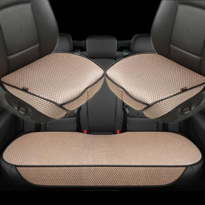 Auto Newer Breathable Universal Four Seasons Car Seat Covers, Luxury Include Front Car Seat Protector and RearCar Seat Cushion,Compatible with 95% Vehicles， Fit for Cars Truck SUV (Beige,3PCS) - color: Beige-3PCS
