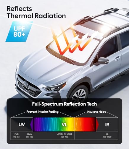 Wigoo for Subaru Outback Windshield Sunshade [OEM Design, 100% Sun Blockage] Foldable Heat Insulation Sun Shade with Storage Bag, for Subaru Outback (2020-2026), Silver Coating - size: for Subaru Outback(2020-2026)