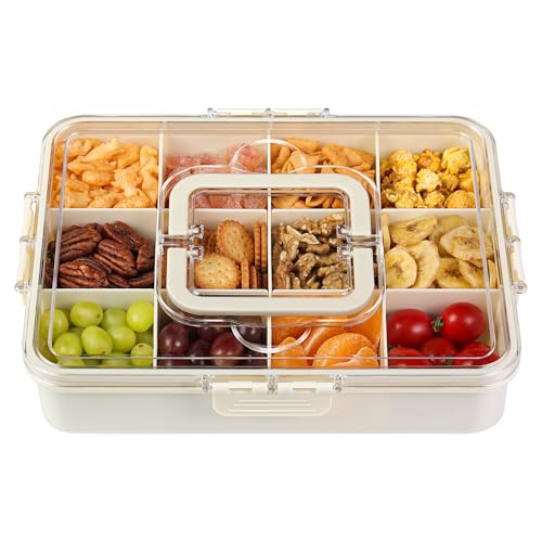 Xyptorix Snack Box Container for Kids - Adjustable 12-Compartment Snack Containers, Reusable Bento Box, Dishwasher Safe, BPA-Free, Perfect for School, Travel, Camping & Picnic, Ivory White, Large - color: Ivory White, size: Large