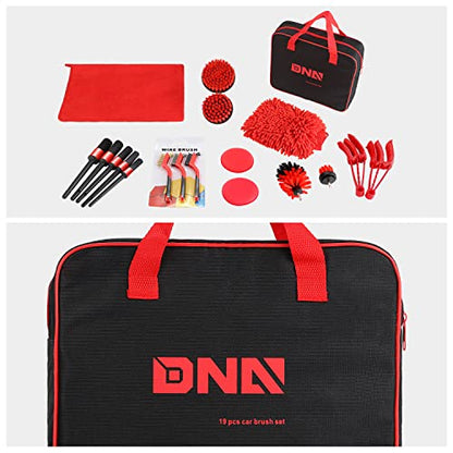 DNA Motoring Car Detailing Brush Cleaning Tools Set with Carry Bag for Auto Interior & Exterior Wheel Dashboard Vent, Red,TOOLS-00278 - style: Detailing Brush set Red