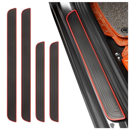 4PCS Car Door Sill Protector,Anti-Scratch & Waterproof Car Door Sills Scratch Protection,Universal Car Exterior Accessories Automotive Door Entry Guard for Car,Truck,SUV (Black Red, Width 1.57") - color: ['Black Red'], size: Width 1.57"