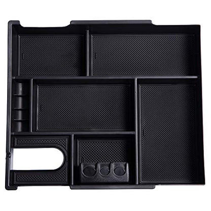 JDMCAR Compatible with Toyota Tundra Accessories 2014-2021 Center Console Organizer, Insert ABS Black Materials Tray, Armrest Secondary Storage Box - Full Tray - color: black