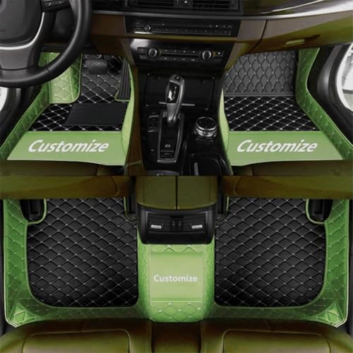 Custom Personalized Floor Mats for Cars，Luxury Full Coverage All Car Floor Mats，Anti-Slip Leather Car Mat Set ，Custom Floor Mats for 99% of Cars, Trucks & SUVs (Edge Apple Green Medium Black Beige) - color: Edge Apple Green Medium Black Beige