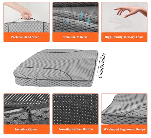 kingphenix Premium Car Seat Cushion, Memory Foam Driver Seat Cushion to Improve Driving View- Coccyx & Lower Back Pain Relief - Seat Cushion for Car, Truck, Office Chair (4D Mesh Gray) - color: 4d Mesh Gray
