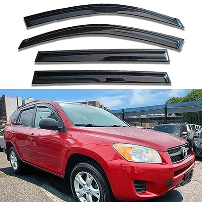 Tape On Window Visors Rain Guards Car Sun Shade Vent for 2006-2012 Toyota RAV4,Side Window Vent Wind Deflectors & Visors,Sun Visor for Car,Smoke 4-Pieces Set - size: 2006-2012 RAV4
