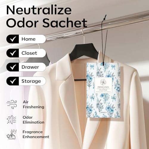 MYARO 20 Packs Fresh Linen Sachets for Drawer and Closet, Long-Lasting Sachets Bags Air Freshener Fresh Scents, Potpourri Bags Home Fragrance for Lover - color: Linen Fresh