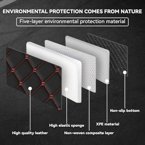 Car Floor Mats Fit for Nissan Kicks 2022-2025 All Weather Durability Leather Car Floor Mats, Skidproof Pedal, Waterproof, Wear-reistant(Black Red) - color: Black Red
