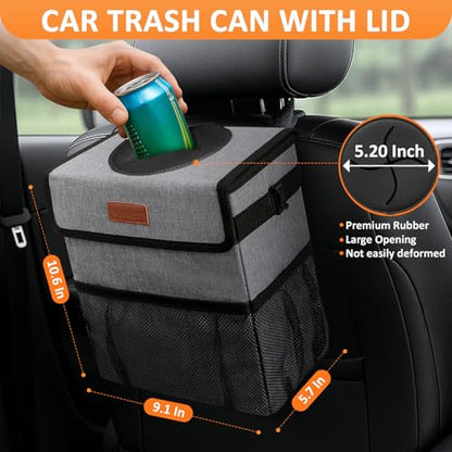 Vankor Car Trash Can Trash Bag Bin Hanging Waterproof Automotive Car Garbage Cans Leak Proof Vehicle Trash Can Grey - color: Grey, size: 2.2 Gallons
