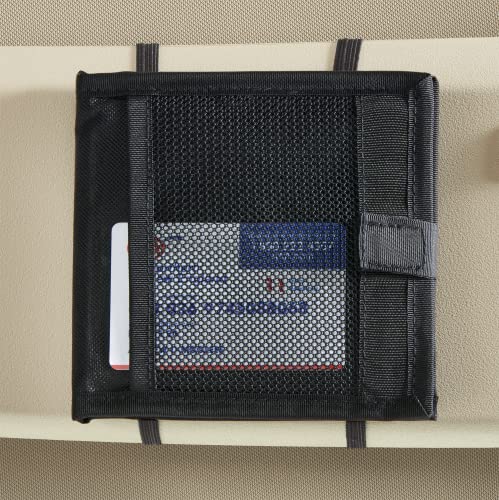 High Road Car Registration and Insurance Card Holder for Sun Visor, Glove Box or Console with 2 Clear Hidden Car Document Pockets - color: Black