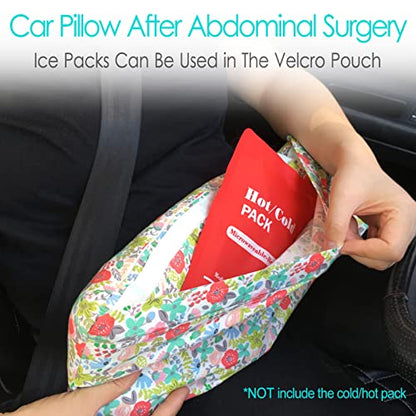 Hysterectomy Pillow Abdominal Post Surgery Pillows with Pocket Comfort for Ice Heat Packs Tummy Tuck Belly Incision Recovery Seatbelt Gifts Women Patients (Camellia) - color: Camellia