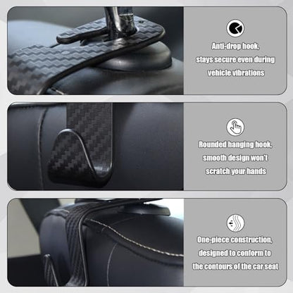4 PCS Car Seat Hooks Set,Universal Car Headrest Hooks for Bags Purses Groceries, Back Seat Organizer Hanger,Black Pattern Design - color: Black Pattern Design
