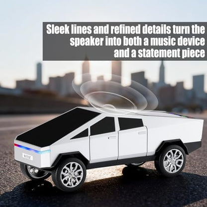 Futuristic Truck Bluetooth Replica Speaker with LED Display Screen – Portable Future-Style Audio with TWS Link, FM Radio, LED Lighting and Built-in Mic, For Every Technology and Truck Lover (Silver) - color: Silver