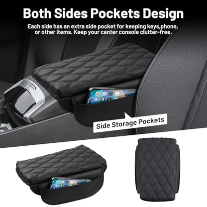 Autorder Center Console Cover for 2022-2025 2026 Hyundai Santa Cruz Accessories Armrest Cushion Cover Nappa Leather Middle Console Covers Anti-scratch Cushion Pad with Pockets Storage Bag - size: Hyundai Santa Cruz 2022-2026