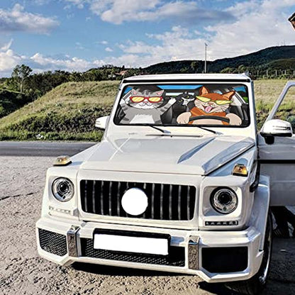 Funny Cats Car Windshield Sun Shade Umbrella Foldable Front Window Sunshade Cover Visor Window Car Front Window Auto Windshield Shade for Cars - color: Funny Cats