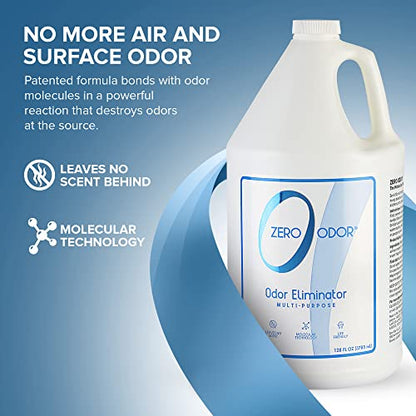Zero Odor - Multi-Purpose Strong Odor Eliminator for Home, Office, Car, Bathroom, Hotel, Room Deodorizer, and Odor Neutralizer, 128oz Refill - size: 128 Fl Oz (Pack of 1)