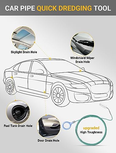 SARDVISA 2-Packs Auto Sunroof Drain Cleaning Tool,78 Inch Flexible Drain Brush Pipe Cleaners for Car,Tube Cleaning Brush Slim Drain Dredging Tool Perfect for Car Sunroof,Windshield Wiper Drain Hole - size: 78 Inch-2Packs