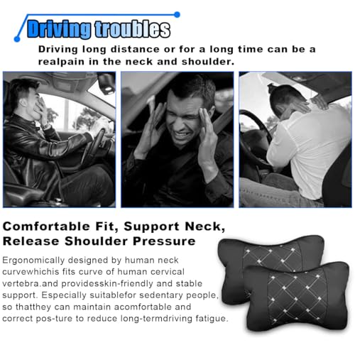 BDZMC 2PCS Car Neck Pillow, Breathable Car Head Neck Rest Cushion, Soft Pillow for Relieving Stiffness, Comfort Car Seat Neck Support Pillow (Black/White) - color: Black/White