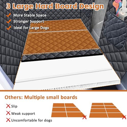 JSTHT Back Seat Extender for Dogs, Hard Bottom Dog Car Seat Cover for Back Seat Support 420lbs Waterproof Back Seat Pet Cover for Dogs Scratchproof Large Dog Hammock Bed for Cars SUV and Truck