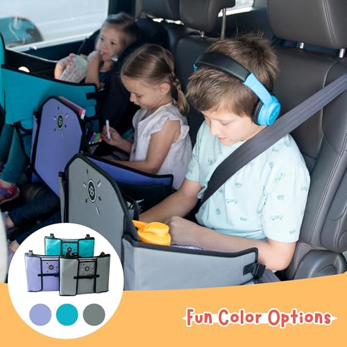 Kids Travel Tray for Car Seat – Teal – The Essential Travel Lap Desk with Removable Tablet Holder, Built-In Storage, and Stabilized Panels, Must Have Car Tray for Kids on Road Trips - color: Teal
