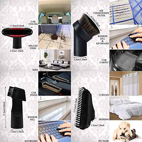 Household Cleaning Kit Vacuum Cleaner Accessories & Air Driven Pet Upholstery Turbo Brush Vacuums Nozzle Tool Pet Attachment Swivel Head with 35mm to 32mm Vacuum Attachment Adapter for Shark Miele