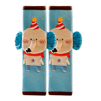 Tianmei 2Pcs Cute Cartoon Doll Styling Car Seat Belt Cover Shoulder Strap Pad (Elephant) - color: Elephant Blue - 2PCS