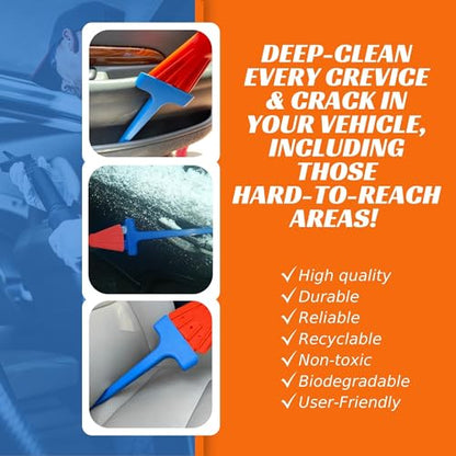 Vacuum Detail Attachment Tool | All-in-One Deepcleaning Crevice Cleaner/ Ice Scraper | The Best Car Accessories & Essentials | Wet & Dry Car Detailing Kit | Truck, Auto, & RV Cleaning Supplies (Blue) - color: Blue