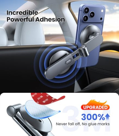 VICSEED Tesla Phone Mount【Strongest Magnet Power】 Foldable Hidden Tesla Phone Holder Fit for All Phones, Tesla Model 3/Y/Cybertruck Accessories, Tesla Model 3 Model Y for MagSafe Car Mount - White - color: Pearl White