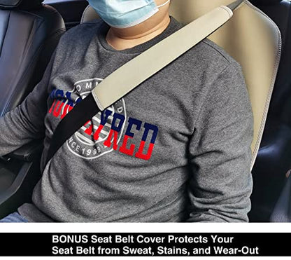 VSHIELD Waterproof Neoprene Car Seat Cover, Sweatproof Non-Slip Seat Protector, Universal Fit for Front Bucket or Rear Bench Seat of Cars, SUVs, Vans, Trucks, Compatible with Airbags and Armrests - color: Khaki