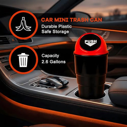 Cup Holder Trash Can for Car, Leakproof Vehicle Back Seat Garbage Can Mini Portable Trash Bin with Lid, Universal Smellproof Cup Holder Garbage Bin for Cars Trucks SUVs (Red) - color: Red