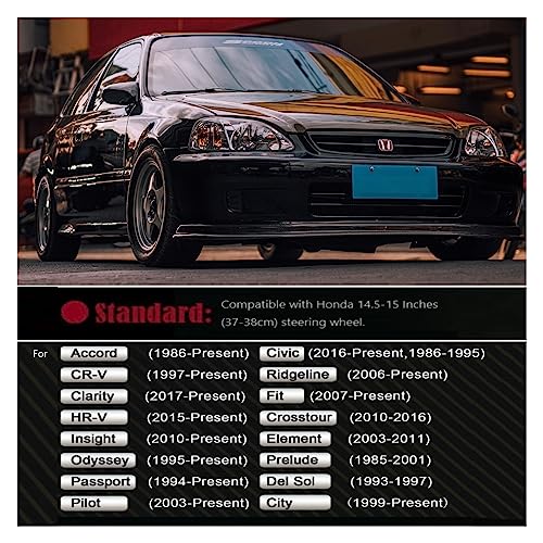 Black Car Steering Wheel Cover Compatible with Honda, Nappa Premium Leather Carbon Fiber Texture Automotive Steering Wheel Cover Fits Honda Accord, Civic, CRV, Fit, Odyssey, Pilot - size: Standard (For 14.5-15 Inch Steering Wheel)