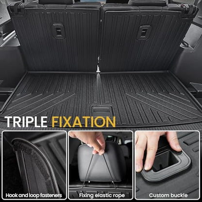 Cargo Mat with Backrest Mats for Volkswagen VW Atlas 6/7 Seats 2018-2025 2026 Car Mat Accessories(Not Fit Cross Sport), All Weather TPE Trunk Cargo Liner(Cargo Mat with Backrest Mats) - style: Cargo Mat with Backrest Mats
