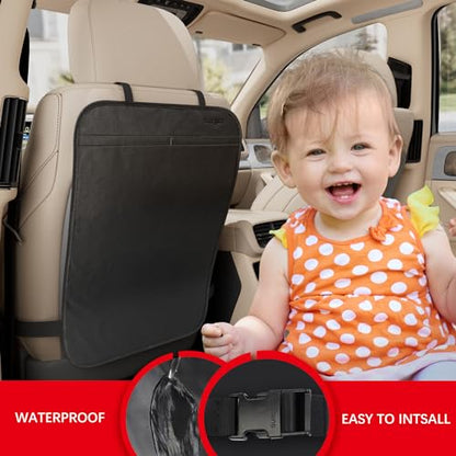 SURDOCA Kick Mats Back Seat Protector for Kids, Leather Car Back Seat Cover for Child, Offers Waterproof Protection of Car Seat Back from Dirt, Mud, Scratches - color: 2 pcs
