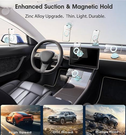 2026 Next-Gen Suction Cup Phone Mount Cute 360° Zinc Alloy 109 LBS Phone Stand Vacuum Magnetic Car Holder for MagSafe Strongest Accessories for iPhone 16 15 14... Android - color: Blue