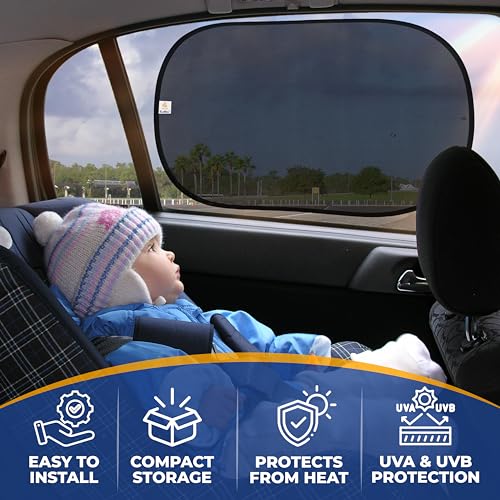 EcoNour Car Side Window Shades for Baby |2 Pack Side Window Sunshade for Kids | 18S Premium Static Cling |Automotive Sun Protection Baby from UV and Sun Glare |Car Accessories Large (21"x14") - size: Large - 2 Pack