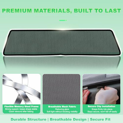 Rear Window Sun Shade for 2015-2020 F150, Custom Fit Back Windshield Shade, Breathable Mesh UV Protection Heat Reduction for Baby & Passengers, Clear Rear View, Easy Clip-On Install - size: F150(2015-2020)-Rear Windshield