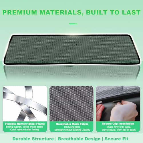 Rear Window Sun Shade for 2015-2020 F150, Custom Fit Back Windshield Shade, Breathable Mesh UV Protection Heat Reduction for Baby & Passengers, Clear Rear View, Easy Clip-On Install - size: F150(2015-2020)-Rear Windshield