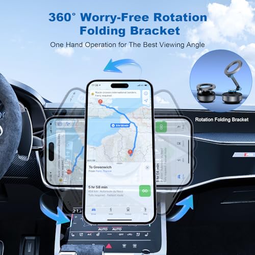 Generic Electric Vacuum Magnetic Suction Phone Holder, 360 Rotating, Universal Compatibility, Phone Mount for iPhone 16/15/14/13/12, Car/Mirror/Shower