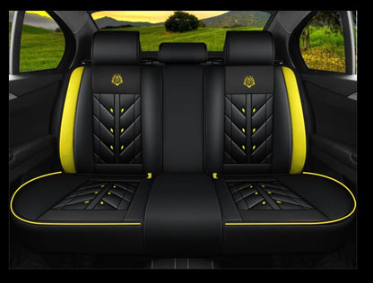 Comfortable Leather Auto Car Seat Covers 5 Seats Full Set Universal Fit (Black & Yellow) - color: Black & Yellow