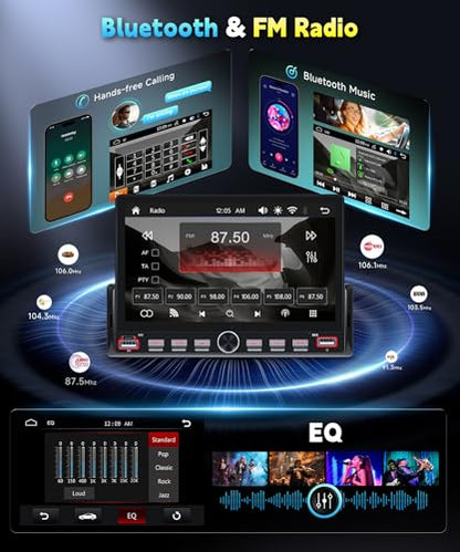 Single Din Car Radio Stereo, 7 inch Touch Screen Radio for Car Stereo Receivers, 1 Din Bluetooth Radio, HD Backup Camera, SWC, Mirror Link, Support FM/EQ/SD/AUX, USB Fast Charging - style: 7 inch+Piano Key