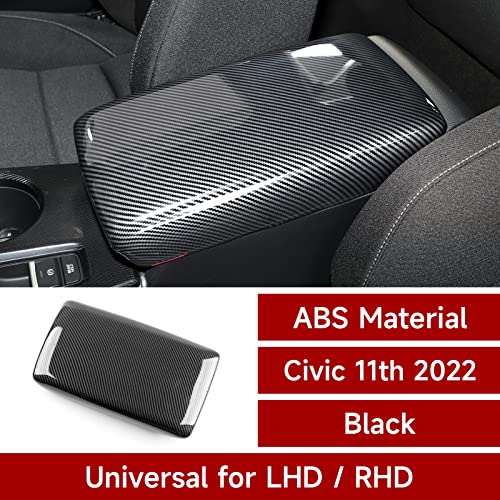 Car Central Armrest Box Cover Decals for 2022 2023 2024 2025 Honda Civic 11th Gen Accessories ABS Carbon Fiber Interior Stickers - color: Armrest Box Cover