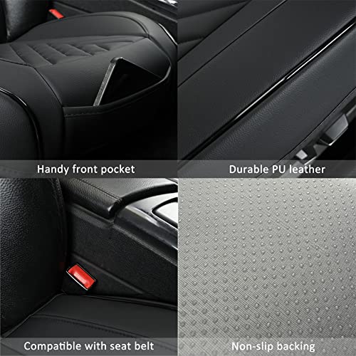 GIANT PANDA Premium PU Leather Front Car Seat Cover Protector Anti-Slip Bottom Seat Cover Fits 95% of Vehicles, Wrapping Around The Bottom (1 Pack - Black) - color: Front Seat Black, size: 1 Piece Standard Size