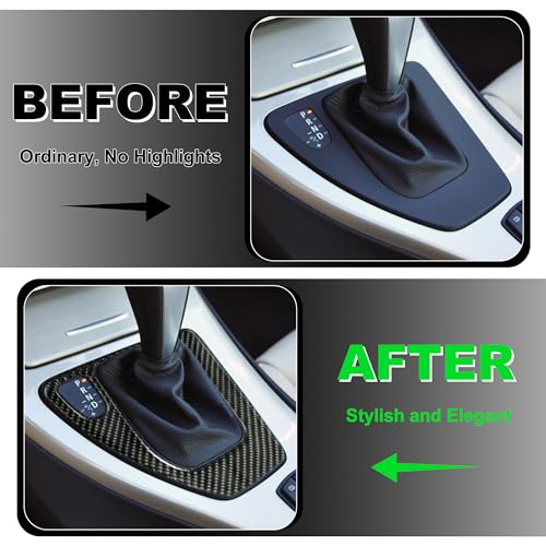 WINKA Car Gear Shifter Panel Cover Compatible with BMW E90 3 Seires Gear Shift Knob Frame Trim Carbon Fiber Interior E92 E93 325i 328i 330i 335i 2006-2012 Gear Box Shifter Panel for Car Accessories