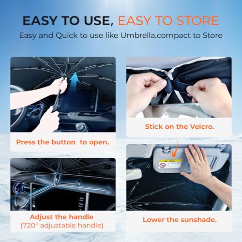 [2026 Upgraed] DooGooCoo Windshield Sun Shade Umbrella for Toyota Tacoma [100% Sunlight Blocked, Ice Crystal Cool] Sunshade for Car Windshield for Tacoma Sun Shade 2016-2026, Custom Fit for Tacoma. - size: For Toyota Tacoma 2016-2026