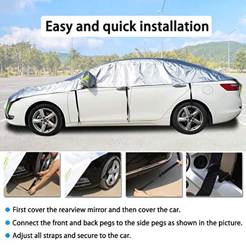 Half Car Cover All Weather Car Body Cover Sunshade Cover Snow Cover Waterproof Snowproof Universal 210D Oxford Fabric (Fit Sedan Length 176'' to 193'') - size: Fit Sedan Length 176'' to 193''