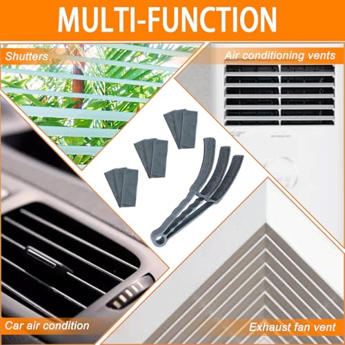 Microfiber Feather Duster, Window Blind Duster Brush, Blind Cleaner Tools for Window Blinds, Air Conditioner Vents, Fans, Car Vents - 1 Brush with 4 Microfiber Sleeves