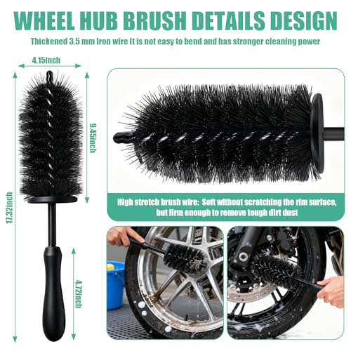 13PCS Motorcycle Cleaning Kit, Motorcycle Detailing Kit Overall Cleaner Tools Car Washing Brush Rims Cleaning Kit Chain Tire Wheel Brush Set Chain Tire for Car Bike Motorbike